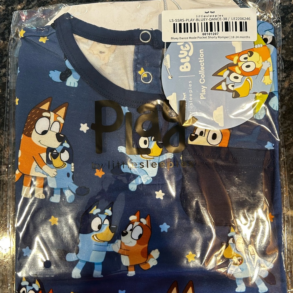 Little Sleepies Bluey romper 18-24 NIP